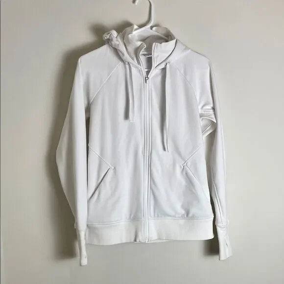 Athleta TRIUMPH HOODIE White Sweatshirt Full Zip Size S - Picture 2 of 8